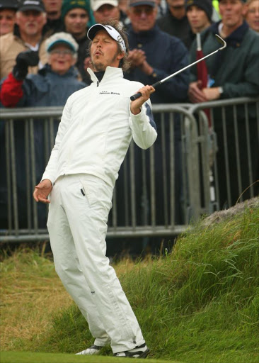 Fredrik Jacobson of Sweden reacts to a shot on the 18th hole during the second round of the 137th Open Championship on July 18, 2008 at Royal Birkdale Golf Club, Southport, England