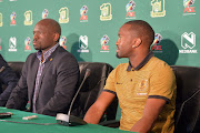 Steve Komphela and Bernard Parker during the Kaizer Chiefs press conference at PSL Offices on April 20, 2017 in Johannesburg, South Africa.