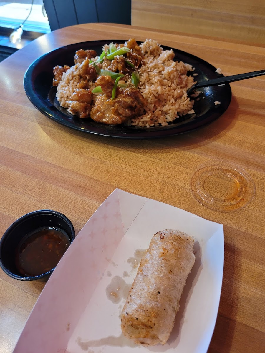 Honey seared chicken and GF eggroll