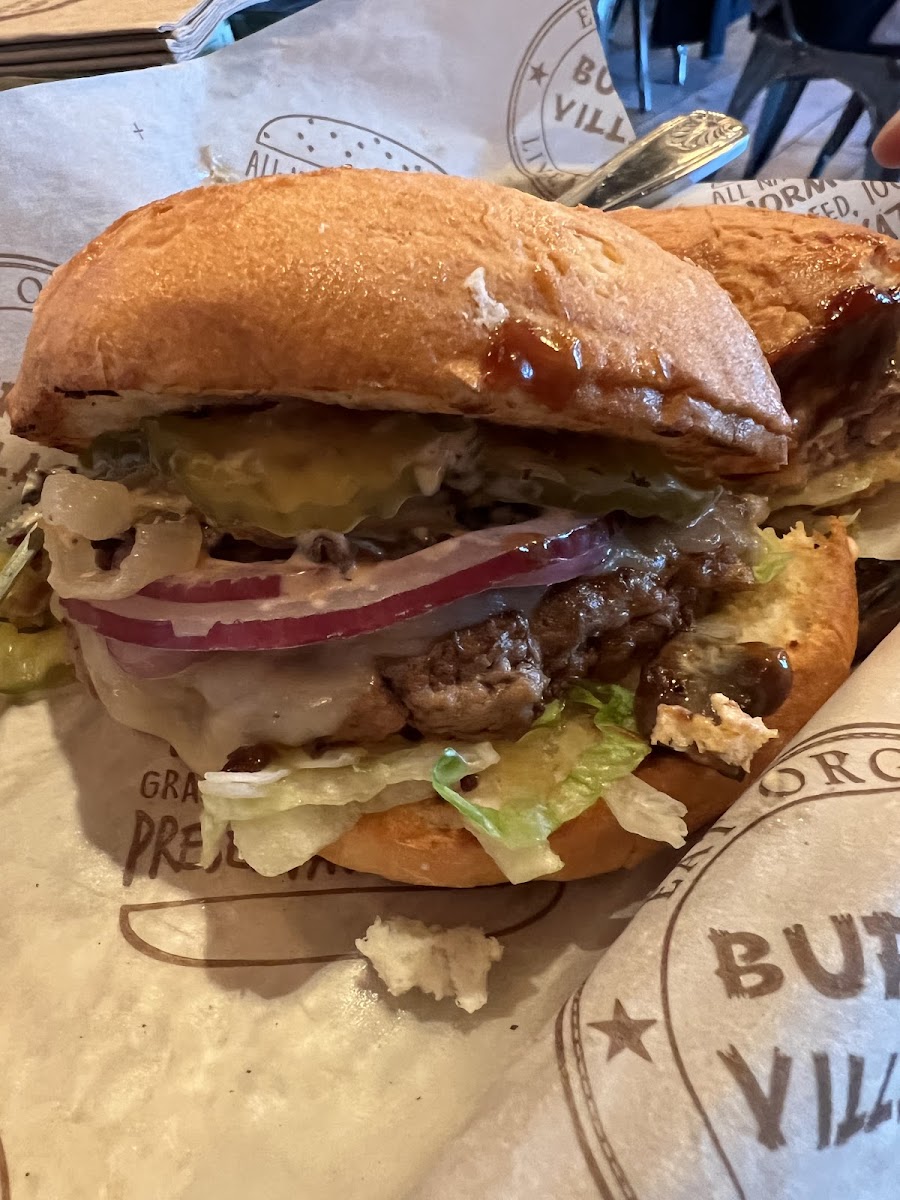 Beef burger with GF bun and Make a Mess