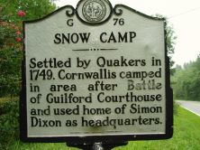 Settled by Quakers in 1749. Cornwallis camped in area after Battle of Guilford Courthouse and used home of Simon Dixon as headquarters.Plaque via North Carolina Highway Historical Marker Program,...