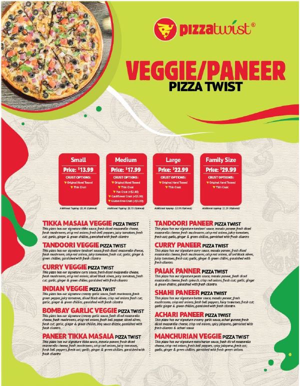 Pizza Twist gluten-free menu