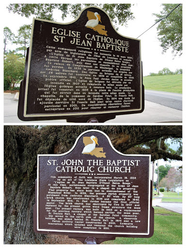 French side =Cette communauté religieuse fut instaurée le 19 mars 1835 par acte de législature de l'Etat de Louisiane et nommée «L'Eglise de St Jean Baptiste de l'Ouest Baton Rouge» A cette époque...