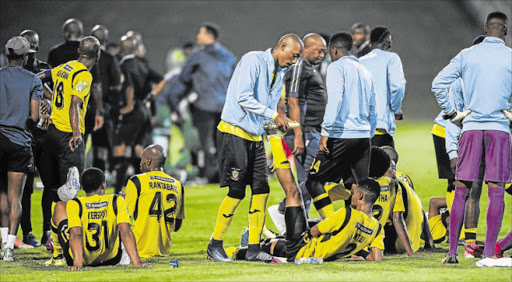 THE STRUGGLE CONTINUES: Mthatha Bucks players will be hoping to pick themselves up in a crucial league game against Highlands Park at Makhulong Stadium this afternoon after playing a 2-2 draw against Richards Bay last week at Mthatha Stadium Picture: SUPPLIED