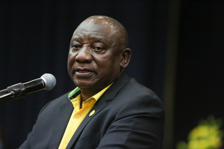 ANC president Cyril Ramaphosa addresses supporters and councillor candidates at the Alberton Civic Centre during the party's roll call event on Tuesday.