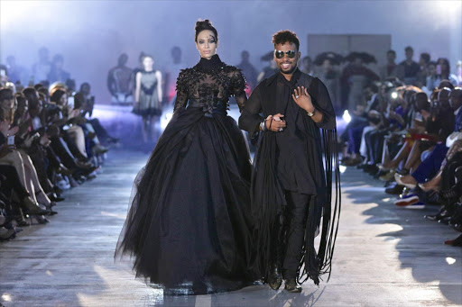 David Tlale presents a collection at Mercedes-Benz Fashion Week in Joburg in 2016.