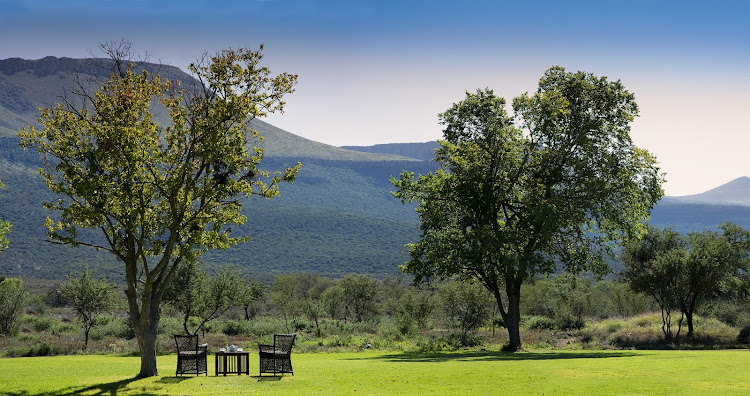 Karoo Lodge's tea lawn at Samara Karoo Reserve
