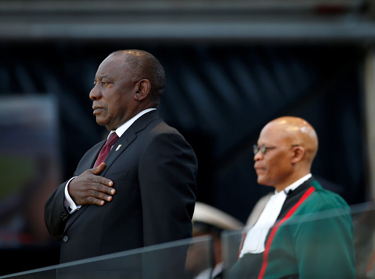 Cyril Ramaphosa takes the oath of office at his inauguration as South African president on May 25 2019.