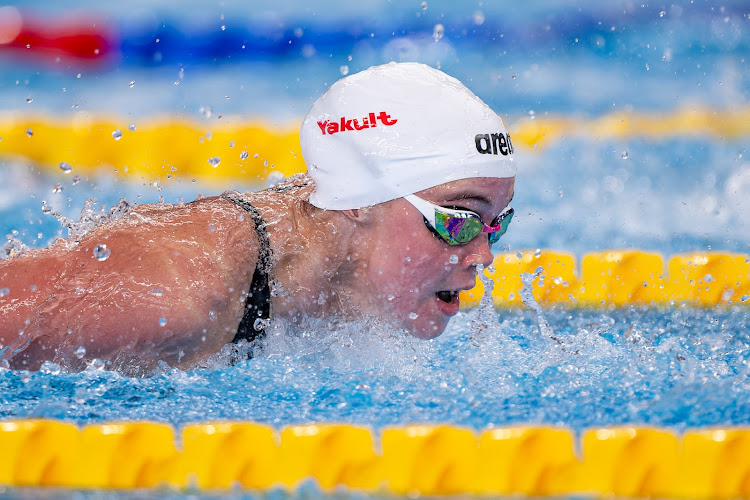 Erin Gallagher in action in the 100m butterfly semifinals in Doha earlier in the week.