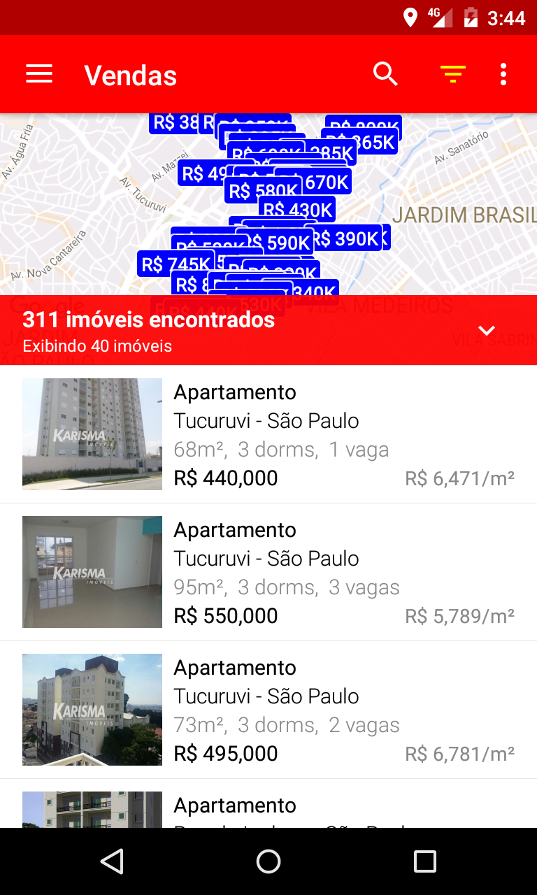 Android application Karisma Imóveis screenshort