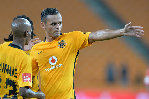 Kaizer Chiefs players Gustavo Paez and Joseph Molangoane during the Absa Premiership match between Kaizer Chiefs and Free State Stars at FNB Stadium on February 07, 2017 in Johannesburg, South Africa.