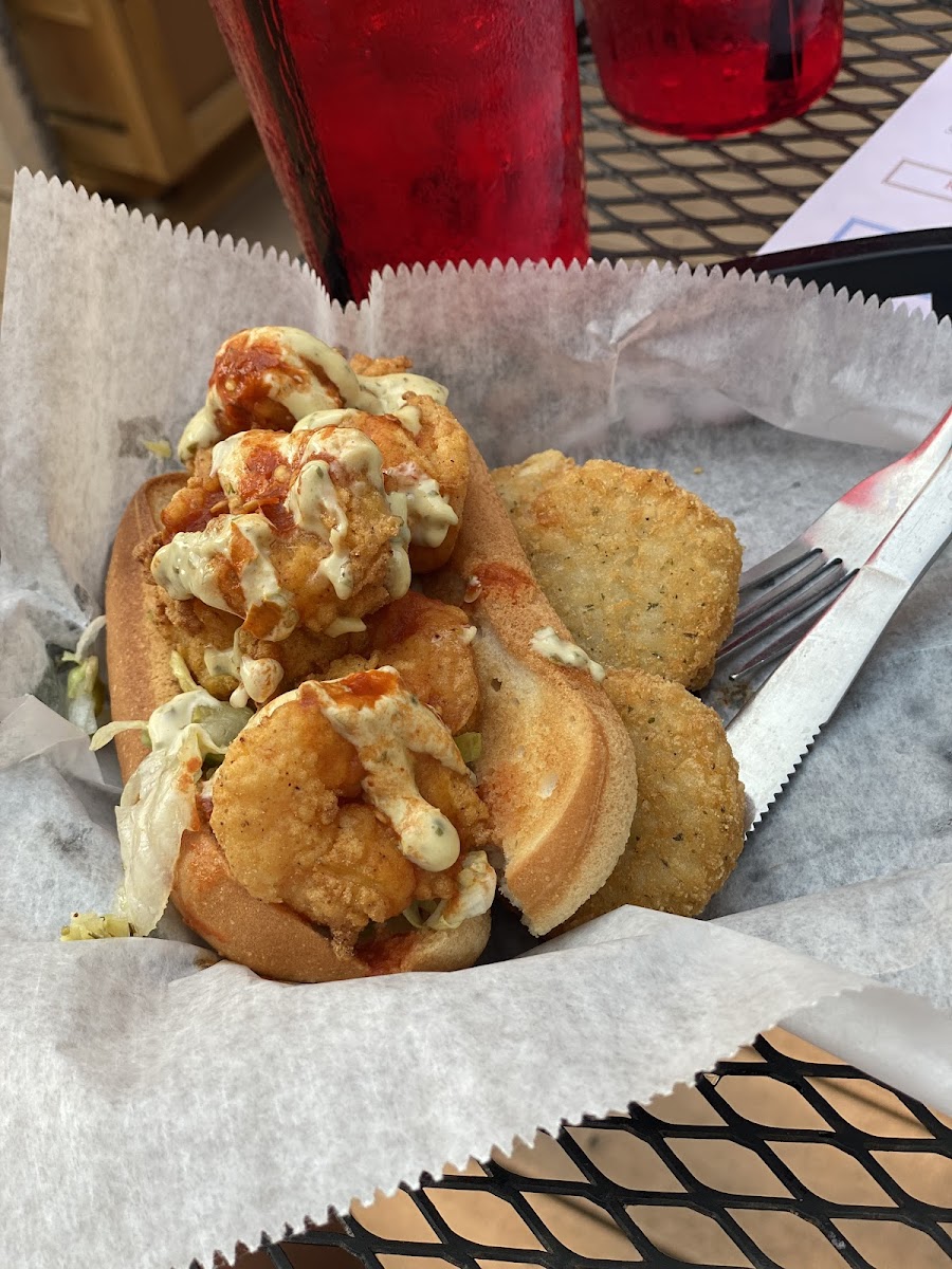 Breaded Spicy Shrimp Po' boy (All Items Pictured GF)