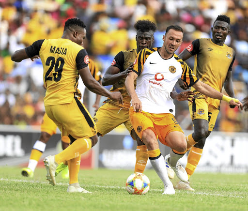 Samir Nurkovic outfoxes a number of Leopards players during their Absa Premiership match at Thohoyandou Stadium where he scored for Chiefs on Saturday.