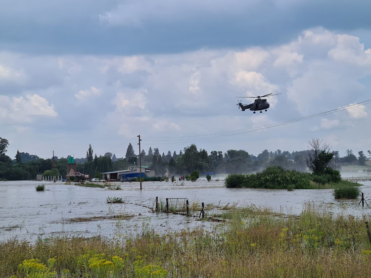 An Oryx helicopter airlifted an elderly couple to safety after flooding in the Loch Vaal area at the weekend.