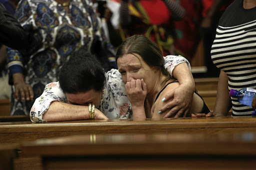 Pauline Gericke and Chantelle Ninow could not hold back their tears as the judge delivered his sentencing on the charges that Nicholas faced. /Thapelo Morebudi