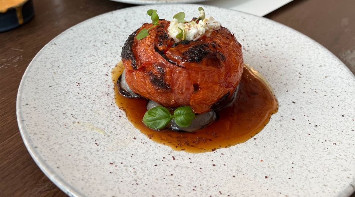 Grilled tomato - served with GF toast points.