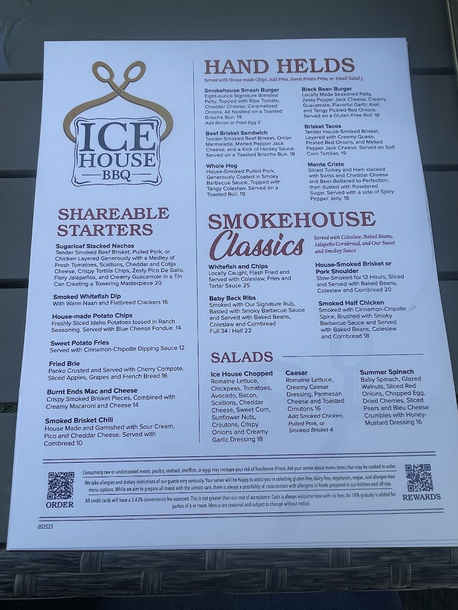 Ice House BBQ gluten-free menu