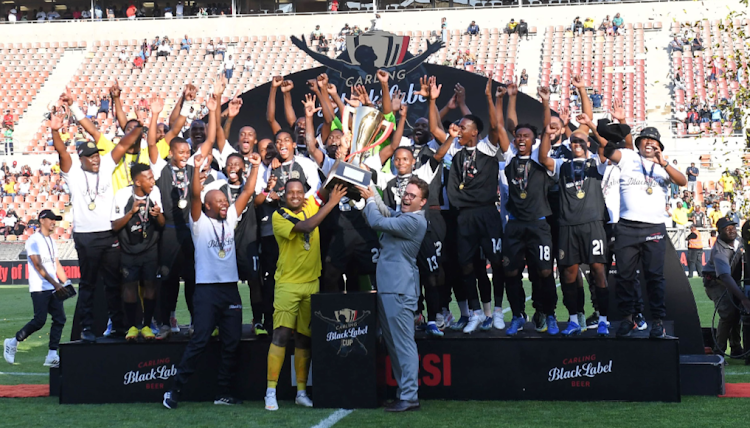 Carling All-Star XI crowned champions during the Carling Cup after beating Stellenbosch FC at Peter Mokaba Stadium on January 06, 2024.