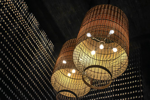 Decorative lighting creates an overall feeling of serenity.