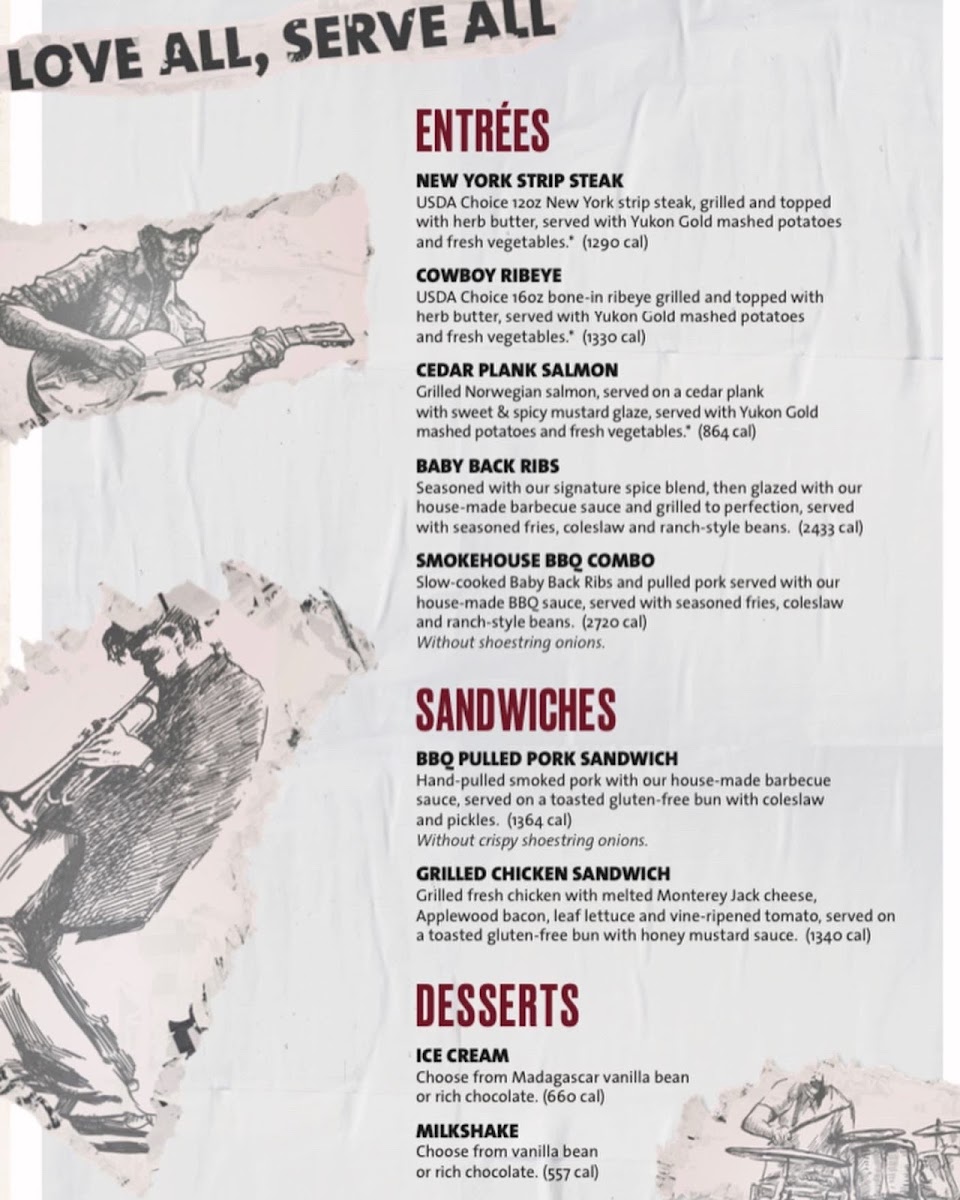 Hard Rock Cafe gluten-free menu