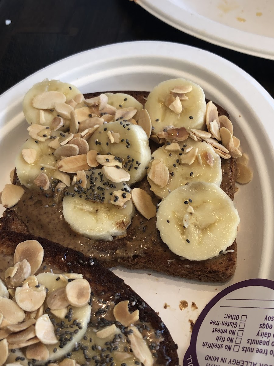 GF Banana toast was amazing - not sure what they use for GF toast but it’s delicious!