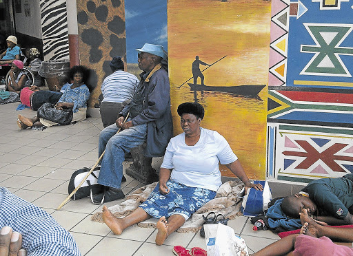 STRANDED: Patients wait for help outside the Steve Biko Academic Hospital in Pretoria