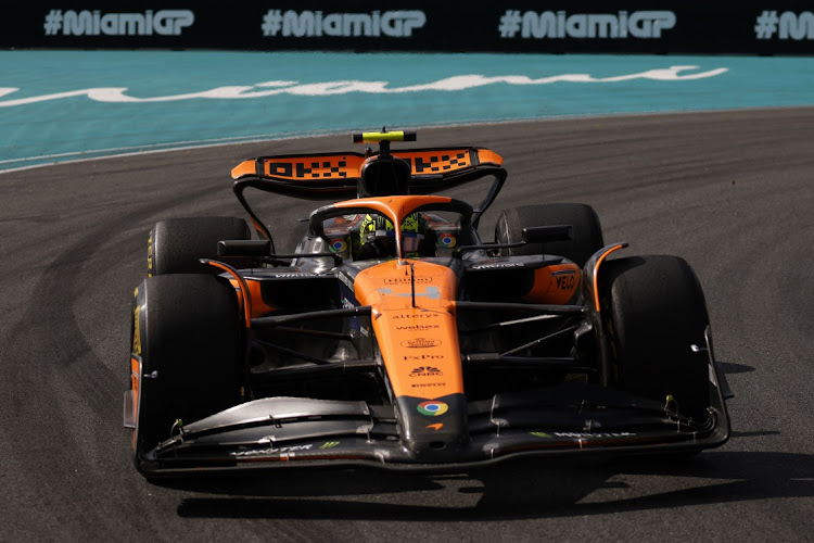 McLaren driver Lando Norris (4) on his way to victory in the Miami Grand Prix at the Miami International Autodrome in Florida on Sunday. Picture: Reuters