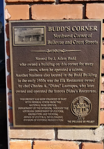 Named for J. Adam Budd who owned a building on this corner for many years, where he operated a saloon. Another business also located in the Budd Bulding in the early 1900s was an Elk Restaurant...