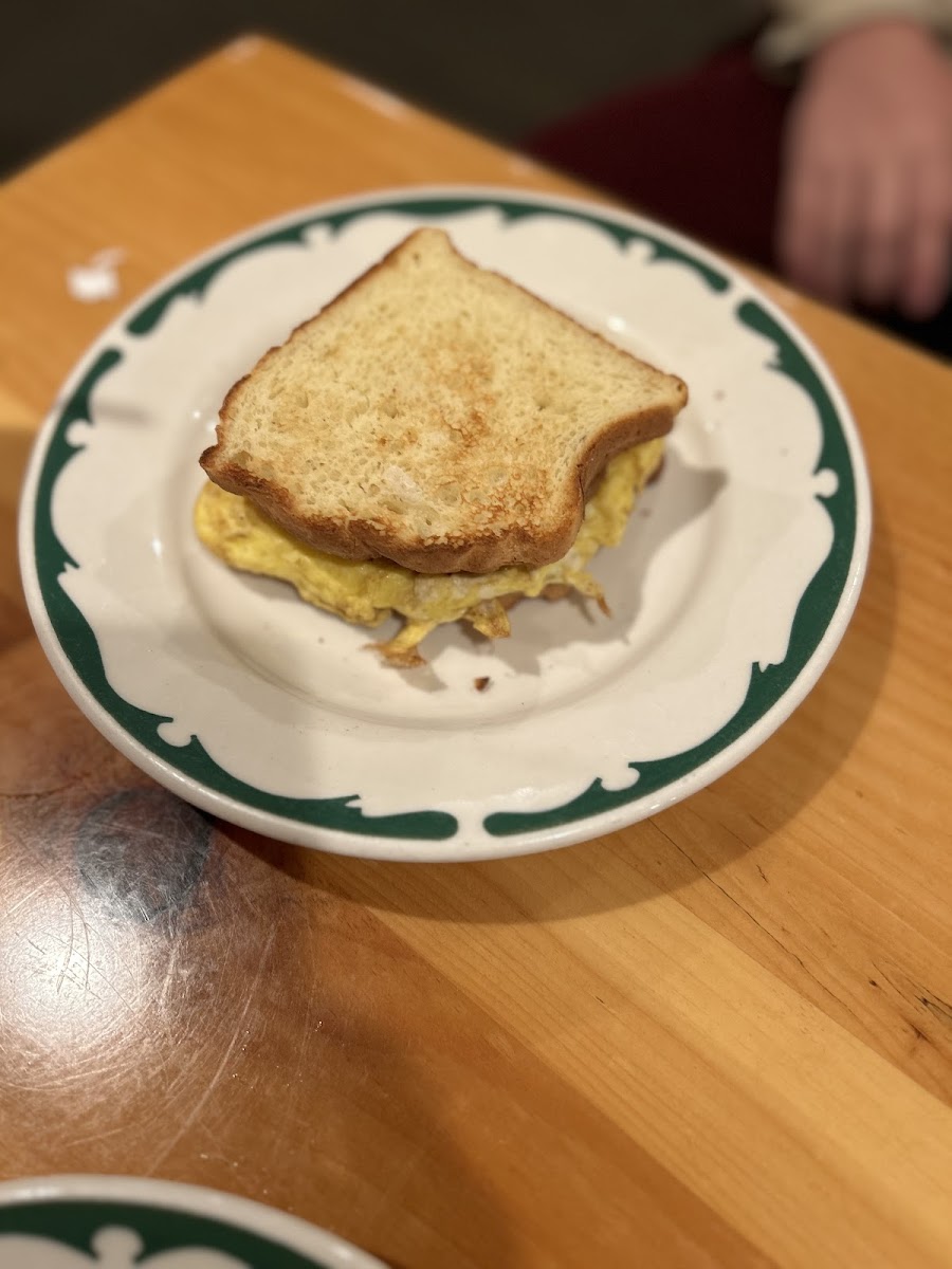 Breakfast sandwich. My son has no allergies so he can eat as plain jane as he chooses 🤷🏼‍♀️ but he still said it was delicious and inhaled it in like 3 minutes 😆