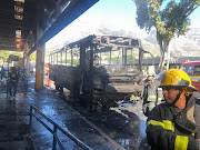 The remains of the Golden Arrow bus that went up in flames in central Cape Town on April 25 2019.