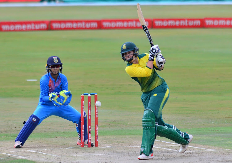 Dane van Niekerk bats during the 2018 Women T20 match between South Africa and India at Supersport Park, Pretoria on February 21 2018.