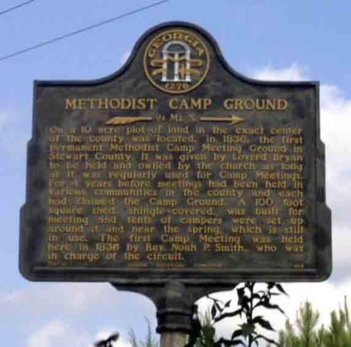 1/4 Mi. S. On a 10 acre plot of land in the exact center of the county was located, in 1830, the first permanent Methodist Camp Meeting Ground in Stewart County. It was given by Loverd Bryan to be...