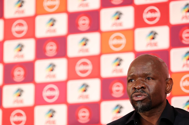 Bloemfontein Celtic coach Steve Komphela speaks to the media at the PSL Offices in Parktown, Johannesburg on September 17 2018 after collecting the coach of the month award for the month of August for guiding his team to an impressive start with four wins and a draw in the Absa Premiership.