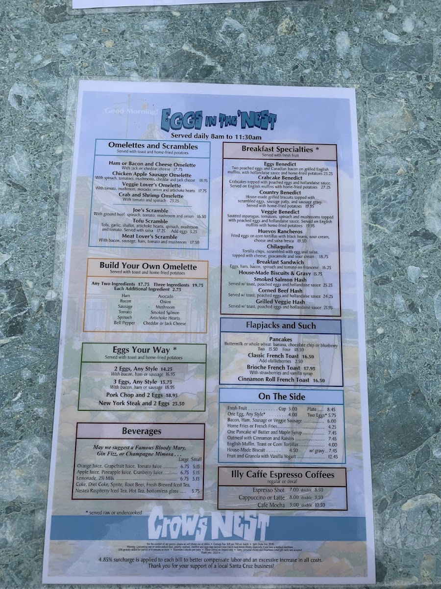 Crow's Nest Restaurant gluten-free menu