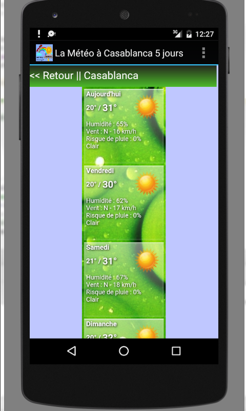 Android application Weather Casablanca 5 days screenshort