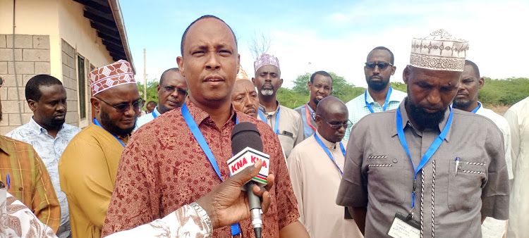 Garissa subcounty Kepsha chairman Siyat Hussein Noor at Garissa Primary School in Garissa county