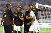 Evidence Makgopa celebrates scoring Bafana Bafana's first goal with teammates in their Africa Cup of Nations last-16 win against Morocco at Stade Laurent Pokou in San Pedro, Ivory Coast, on Tuesday night.