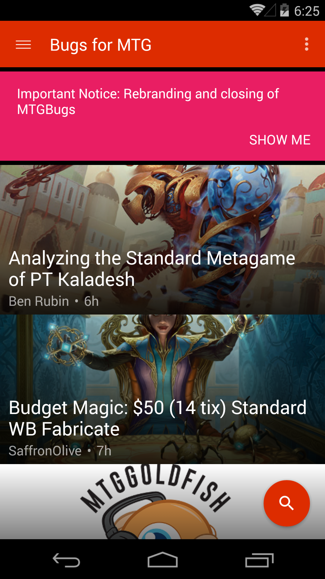 Android application MTGBugs screenshort