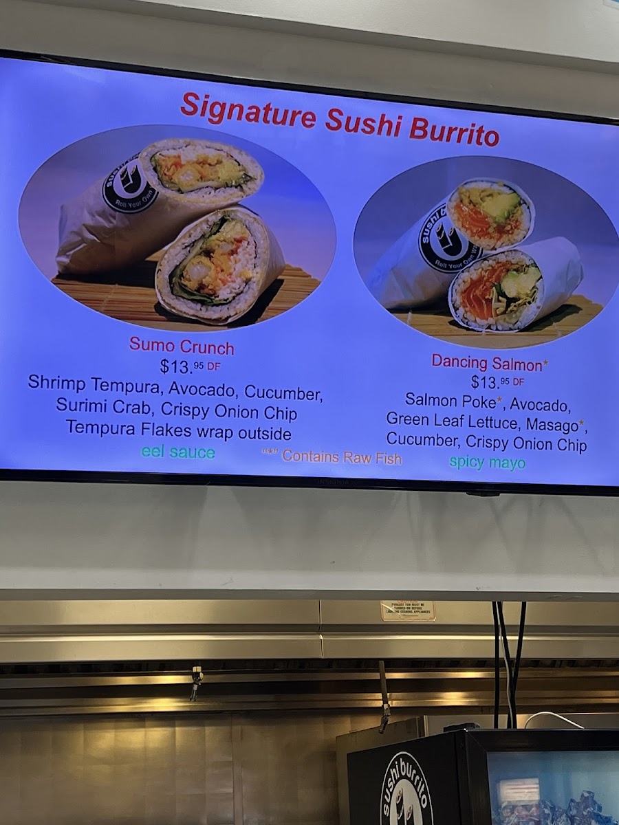 IJ Sushi Burrito gluten-free menu