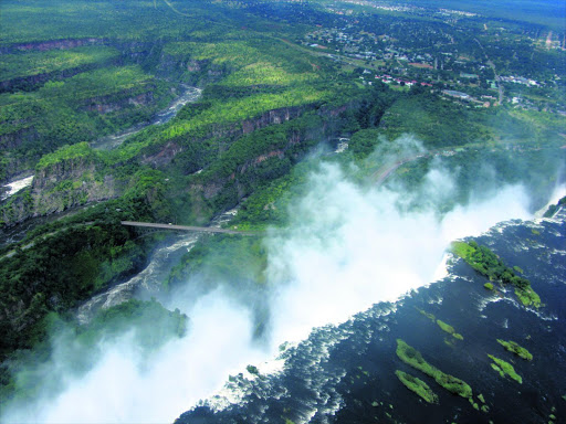 An aerial view of Victoria Falls