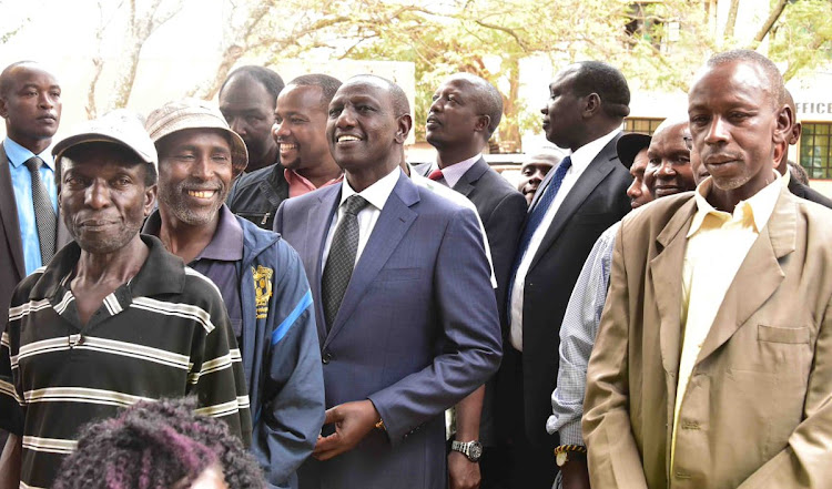 Deputy President William Ruto on the queue when he went to register for Huduma Namba in Langat'a on April 9, 2019.