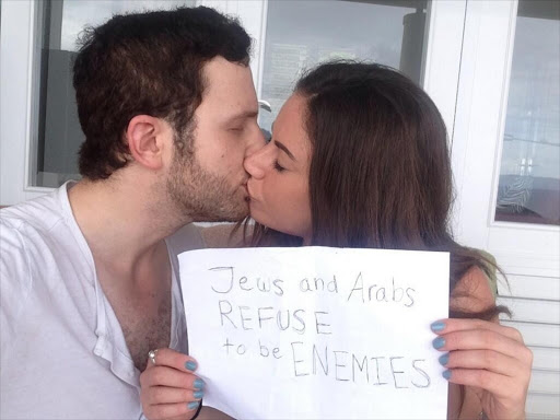 Sulome Anderson Tweeted this picture saying, "He calls me neshama, I call him habibi. Love doesn't speak the language of occupation #JewsAndArabsRefuseToBeEnemies"