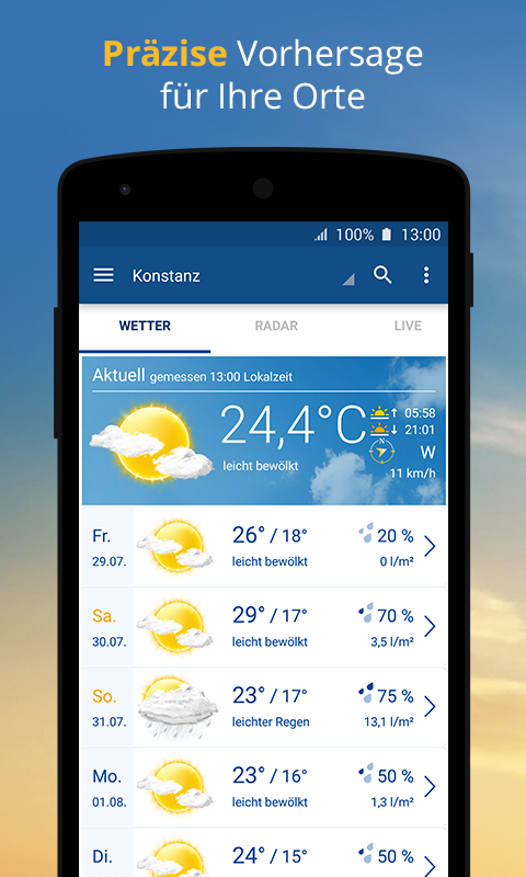 Android application wetter.com screenshort