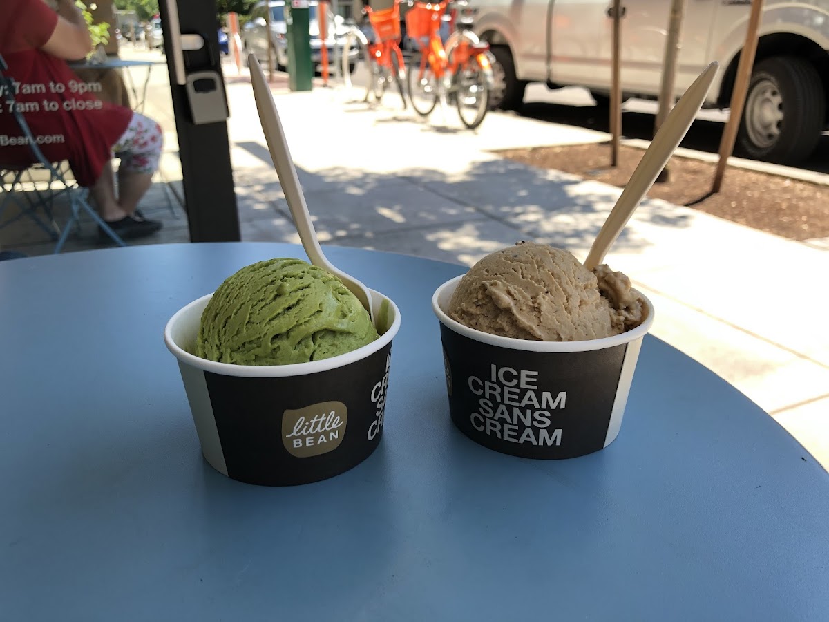 Coffee and mint matcha chickpea dairy free ice cream