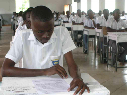 Candidates at Shimo la Tewa Secondary School write their Kenya Certificate of Secondary Education (KCSE) Computer studies paper 2015. /FILE
