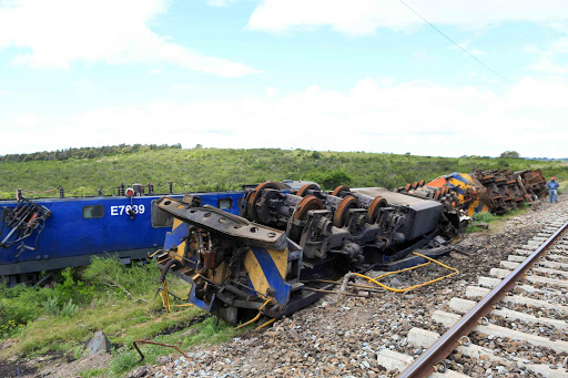 LEFT TO RUST: The train wreckage from a collision in May just outside Berlin is still lying next to the railway line Picture: STEPHANIE LLOYD