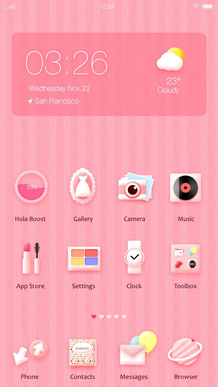 Android application Marshmallow Pink Hola Theme screenshort