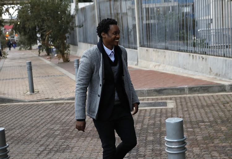 Duduzane Zuma arrives at the Johannesburg Central police station on July 9, 2018.