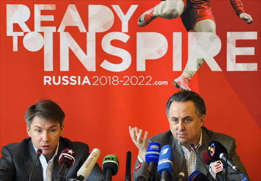 Russian Sports Minister Vitaly Mutko (R) and Russian Football Union (RFU) chief executive director Alexei Sorokin. File photo