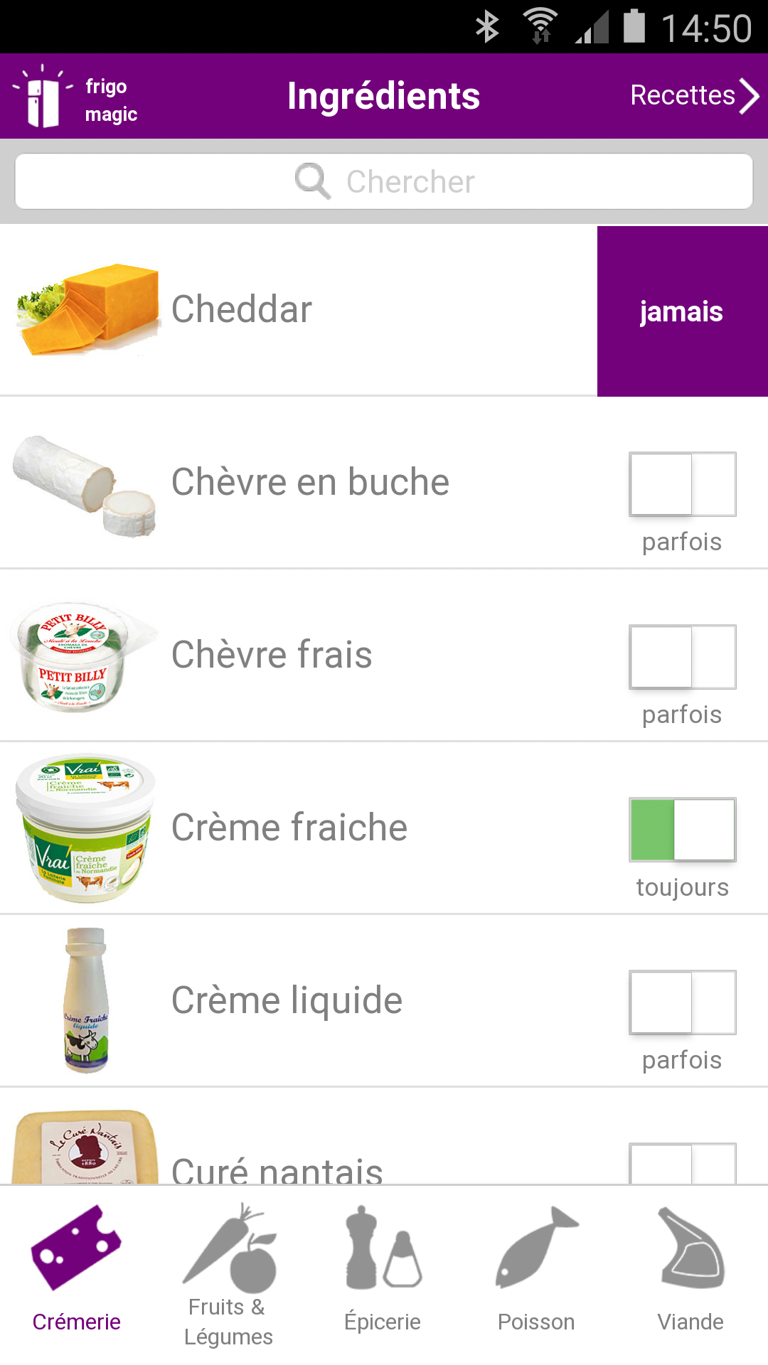 Android application Frigo Magic: French cooking screenshort